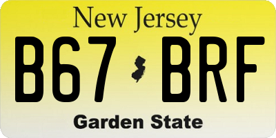 NJ license plate B67BRF