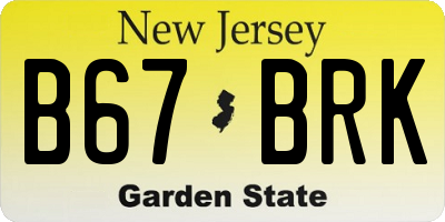 NJ license plate B67BRK