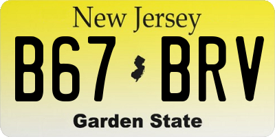 NJ license plate B67BRV
