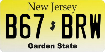 NJ license plate B67BRW
