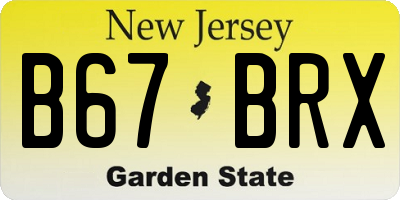 NJ license plate B67BRX