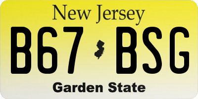 NJ license plate B67BSG