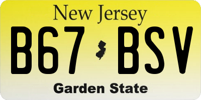 NJ license plate B67BSV