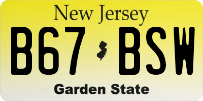 NJ license plate B67BSW