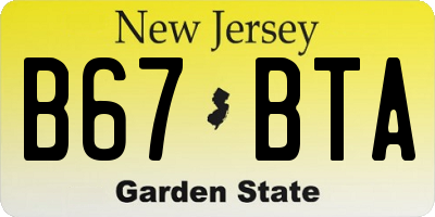 NJ license plate B67BTA