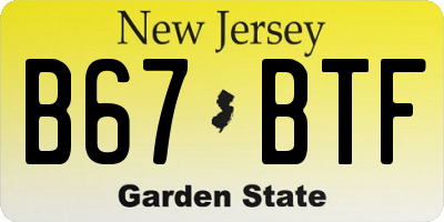 NJ license plate B67BTF