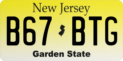 NJ license plate B67BTG