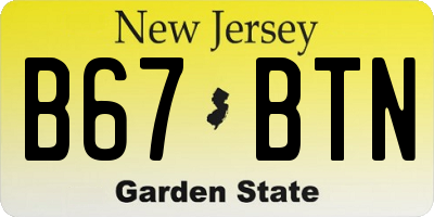 NJ license plate B67BTN