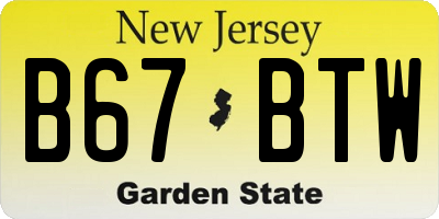 NJ license plate B67BTW