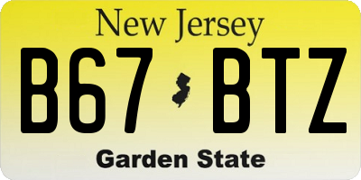 NJ license plate B67BTZ