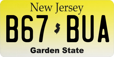 NJ license plate B67BUA