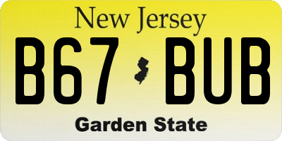 NJ license plate B67BUB