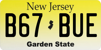 NJ license plate B67BUE