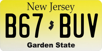 NJ license plate B67BUV