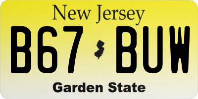 NJ license plate B67BUW