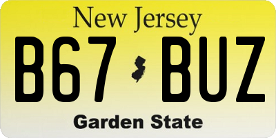 NJ license plate B67BUZ