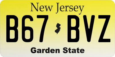 NJ license plate B67BVZ