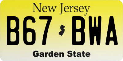 NJ license plate B67BWA