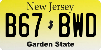 NJ license plate B67BWD