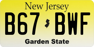 NJ license plate B67BWF