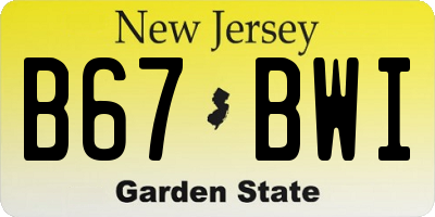 NJ license plate B67BWI