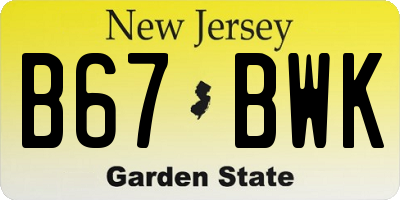 NJ license plate B67BWK
