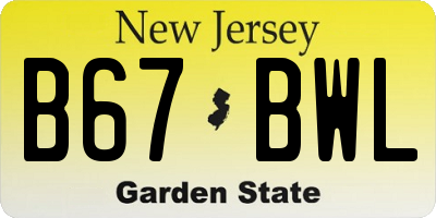 NJ license plate B67BWL