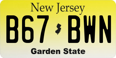 NJ license plate B67BWN