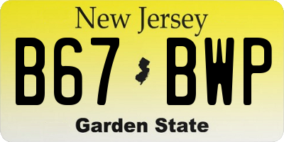 NJ license plate B67BWP