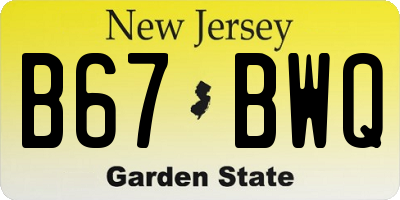 NJ license plate B67BWQ