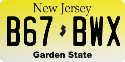 NJ license plate B67BWX