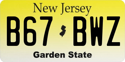 NJ license plate B67BWZ