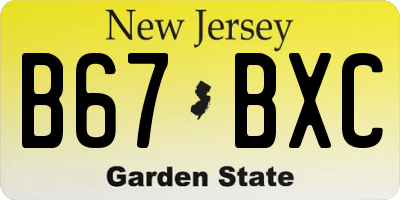 NJ license plate B67BXC