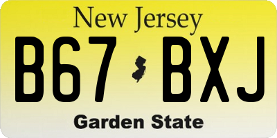 NJ license plate B67BXJ