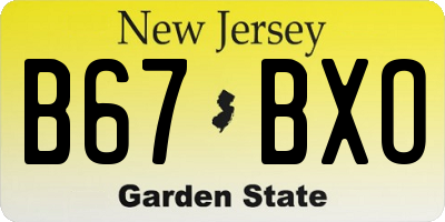 NJ license plate B67BXO