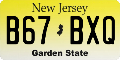 NJ license plate B67BXQ