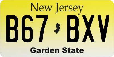 NJ license plate B67BXV