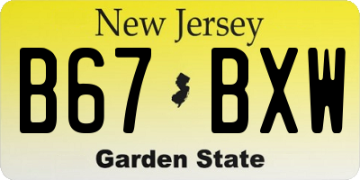 NJ license plate B67BXW
