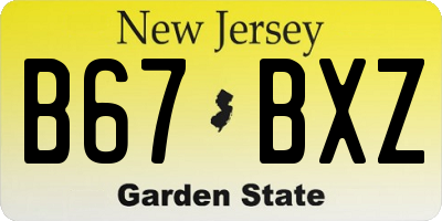 NJ license plate B67BXZ