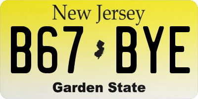 NJ license plate B67BYE