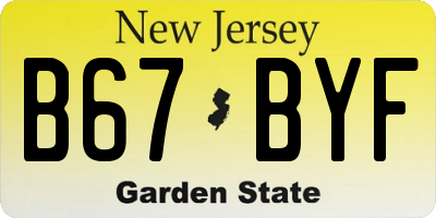 NJ license plate B67BYF
