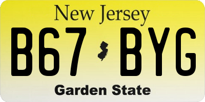 NJ license plate B67BYG