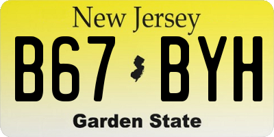 NJ license plate B67BYH