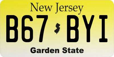 NJ license plate B67BYI
