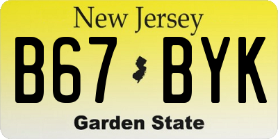 NJ license plate B67BYK