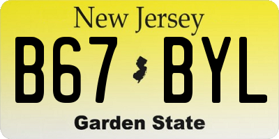 NJ license plate B67BYL
