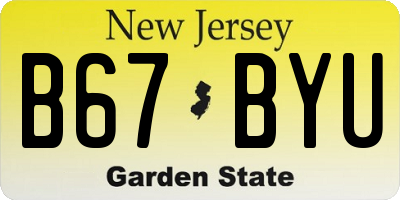 NJ license plate B67BYU