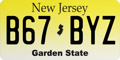NJ license plate B67BYZ