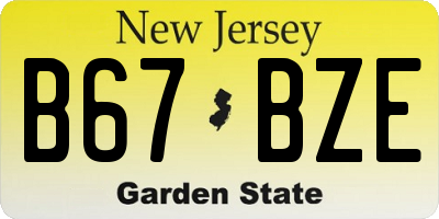NJ license plate B67BZE