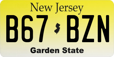 NJ license plate B67BZN